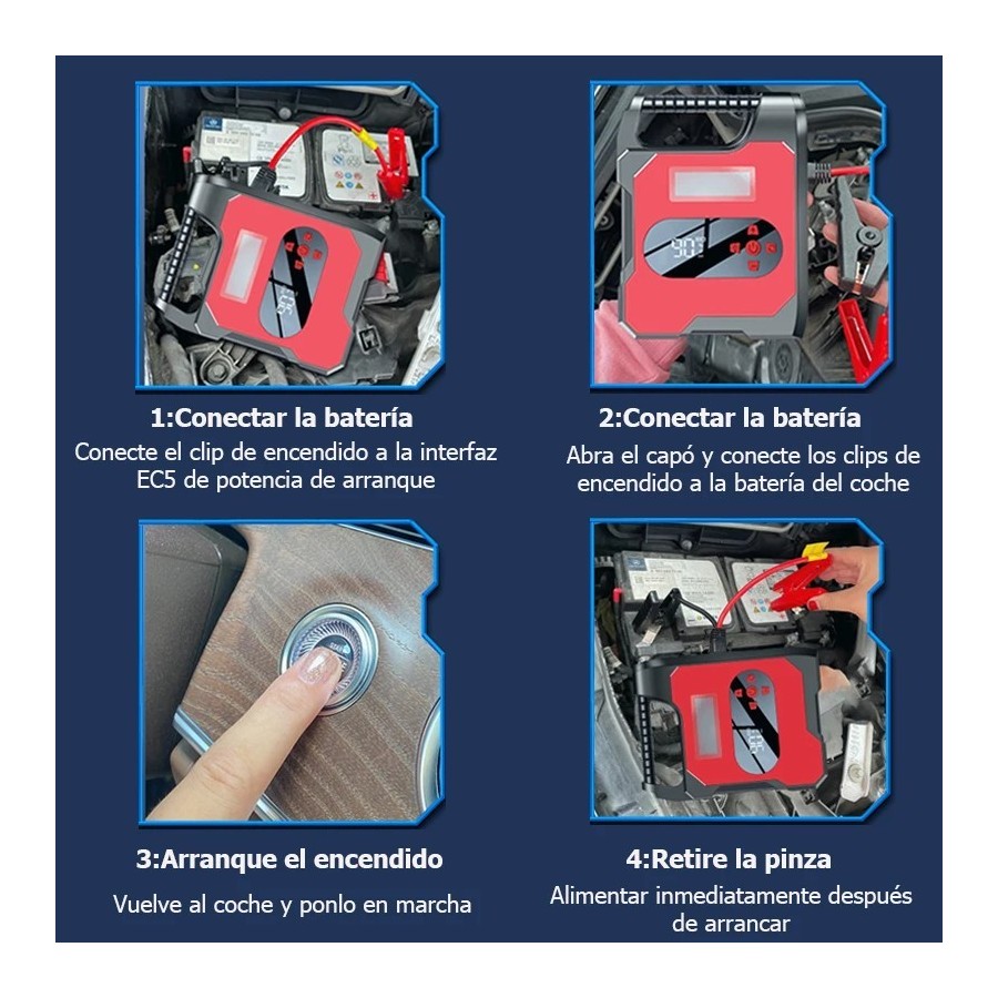 12V Fuente de alimentación de arranque de emergencia para coche, bomba