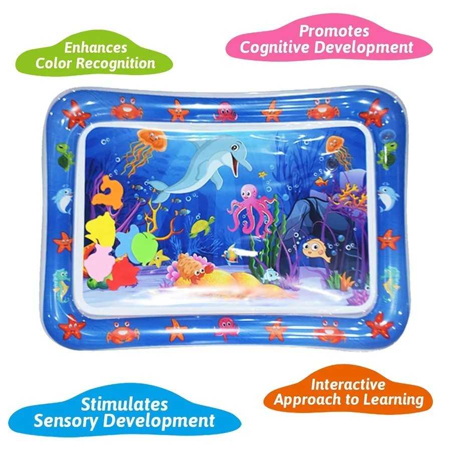 Colchoneta inflable de PVC con diseño de Delfín Azul para bebé, tapete