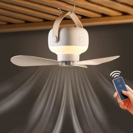 Mini ventilador de techo inalámbrico portátil, ventilador USB con control remoto, soporte, luz nocturna, hogar, exterior, campin