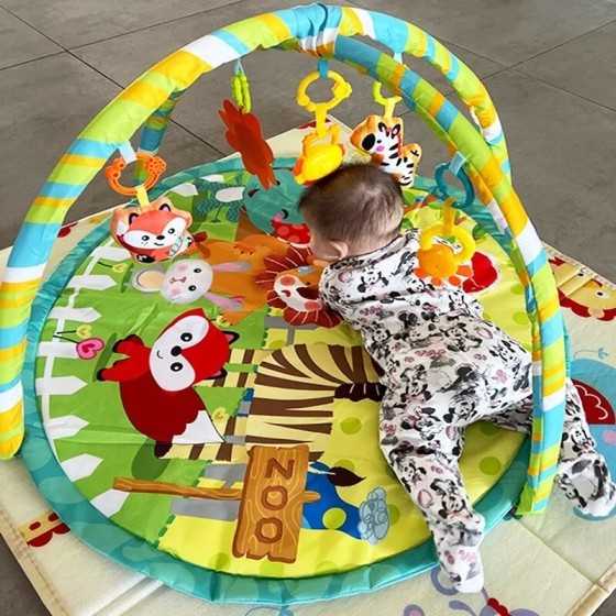 Estera de juego para gimnasio para bebé, marco de Fitness con 5 juguetes desmontables, alfombra de desarrollo de habilidad senso Estera de juego para gimnasio para bebé, marco de Fitness con 5 juguetes desmontables, alfombra de desarrollo de habilidad senso