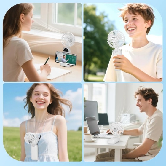 Ventilador de Mano Portátil USB, 3 Pulgadas, 3 Aspas, 5 Velocidades, 1 Ventilador de Mano Portátil USB, 3 Pulgadas, 3 Aspas, 5 Velocidades, 1
