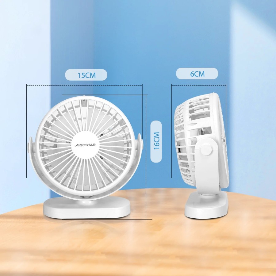 Aigostar Ventilador Silencioso Ventilador de Mesa 3 Velocidades, 5 Asp