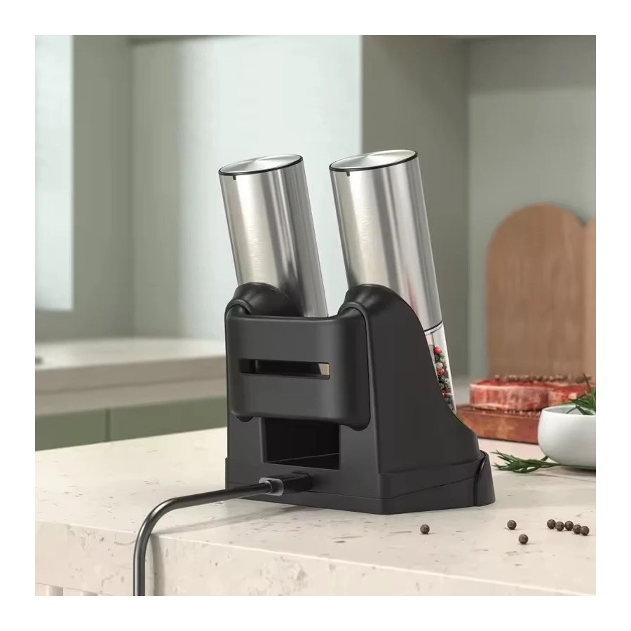 Juego de molinillos eléctricos de sal y pimienta, capacidad de 190ML, 