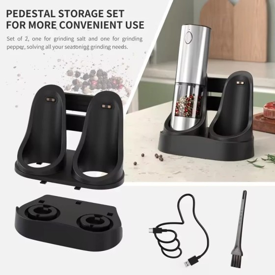 Juego de molinillos eléctricos de sal y pimienta, capacidad de 190ML, 