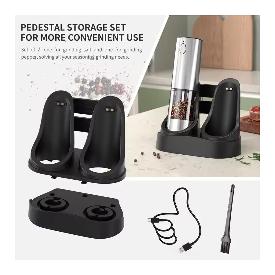 Juego de molinillos eléctricos de sal y pimienta, capacidad de 190ML, 