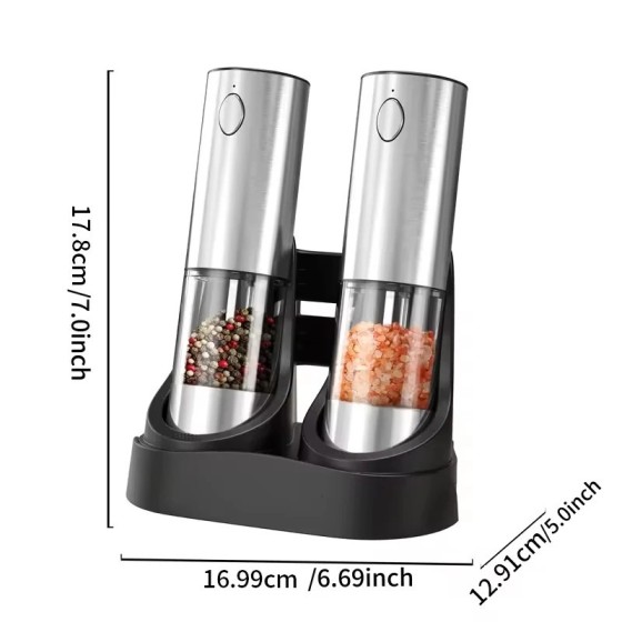 Juego de molinillos eléctricos de sal y pimienta, capacidad de 190ML, 