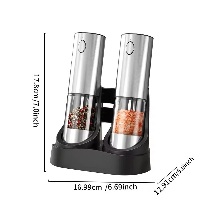 Juego de molinillos eléctricos de sal y pimienta, capacidad de 190ML, 