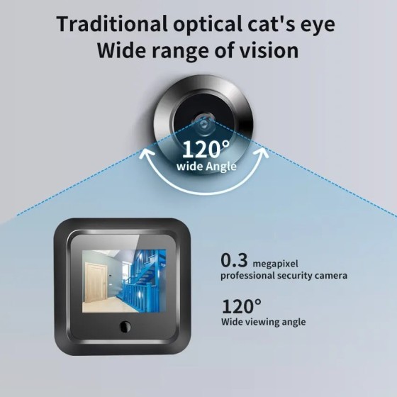 Visor de puerta Digital inteligente, mirilla de 2,4 pulgadas, 120 °, c