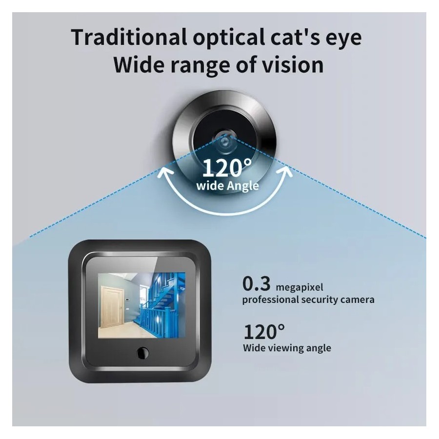 Visor de puerta Digital inteligente, mirilla de 2,4 pulgadas, 120 °, c