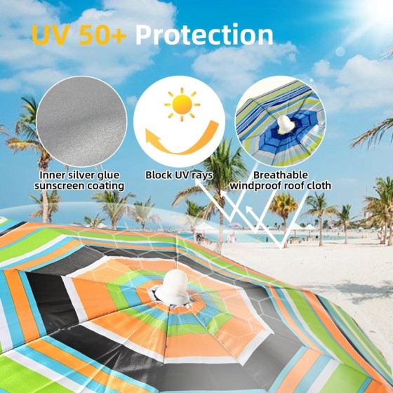 S7 STAR Sombrilla Playa Multicolor, Sombrilla Plegable Grande, Sombril