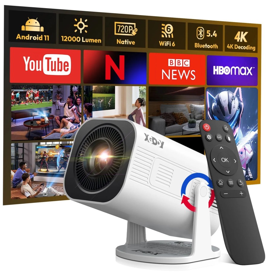 XGODY 4K Proyector Android Mini Beamer 12000 lúmenes Allwinner H713 Du