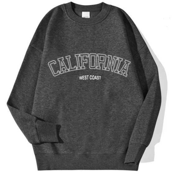 Sudadera con capucha con estampado de la costa occidental de California para mujer, jersey de manga larga con cuello redondo, ro