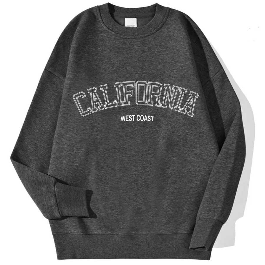Sudadera con capucha con estampado de la costa occidental de California para mujer, jersey de manga larga con cuello redondo, ro