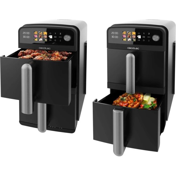 Cecotec Freidora de Aire de 10L con Cubetas Superpuestas Cecofry DuoLe Cecotec Freidora de Aire de 10L con Cubetas Superpuestas Cecofry DuoLe
