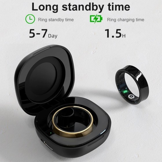Anillo Inteligente R09 para Hombre y Mujer con Estuche de Carga, Monit Anillo Inteligente R09 para Hombre y Mujer con Estuche de Carga, Monit