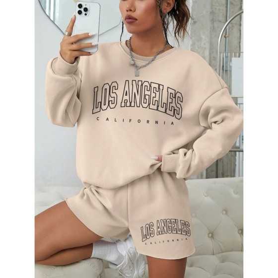 Sudadera con capucha con estampado de la costa occidental de California para mujer, jersey de manga larga con cuello redondo, ro