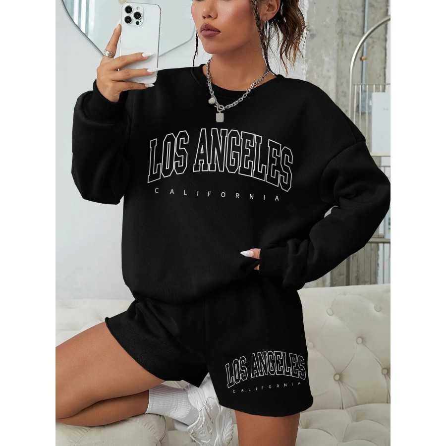 Sudadera con capucha con estampado de la costa occidental de California para mujer, jersey de manga larga con cuello redondo, ro