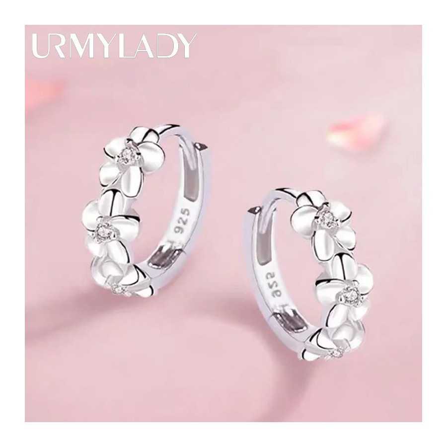 Pendientes de aguja de Plata de Ley 925 para mujer, joyería de alta calidad, flor de circón de cristal, perno prisionero lindo,
