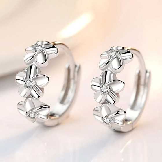 Pendientes de aguja de Plata de Ley 925 para mujer, joyería de alta calidad, flor de circón de cristal, perno prisionero lindo,