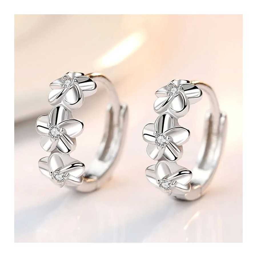Pendientes de aguja de Plata de Ley 925 para mujer, joyería de alta calidad, flor de circón de cristal, perno prisionero lindo,
