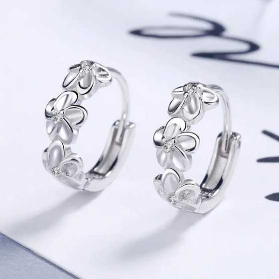 Pendientes de aguja de Plata de Ley 925 para mujer, joyería de alta calidad, flor de circón de cristal, perno prisionero lindo,