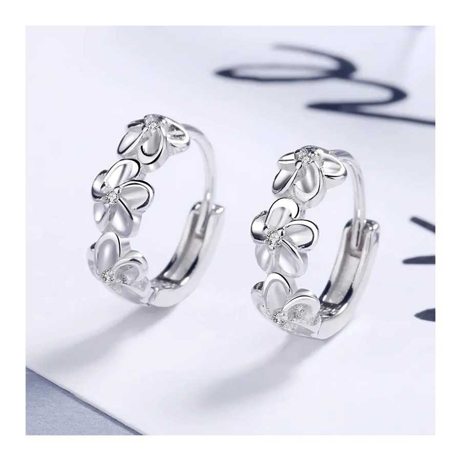 Pendientes de aguja de Plata de Ley 925 para mujer, joyería de alta calidad, flor de circón de cristal, perno prisionero lindo,