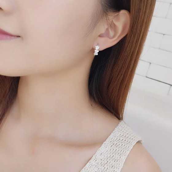 Pendientes de aguja de Plata de Ley 925 para mujer, joyería de alta calidad, flor de circón de cristal, perno prisionero lindo,