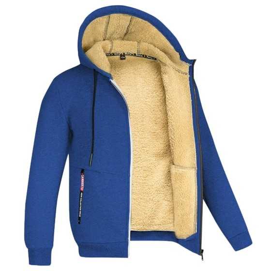 Sudadera con capucha para hombre y mujer, chaqueta de lana de cordero con cremallera y bolsillos delanteros, cárdigan forrado de