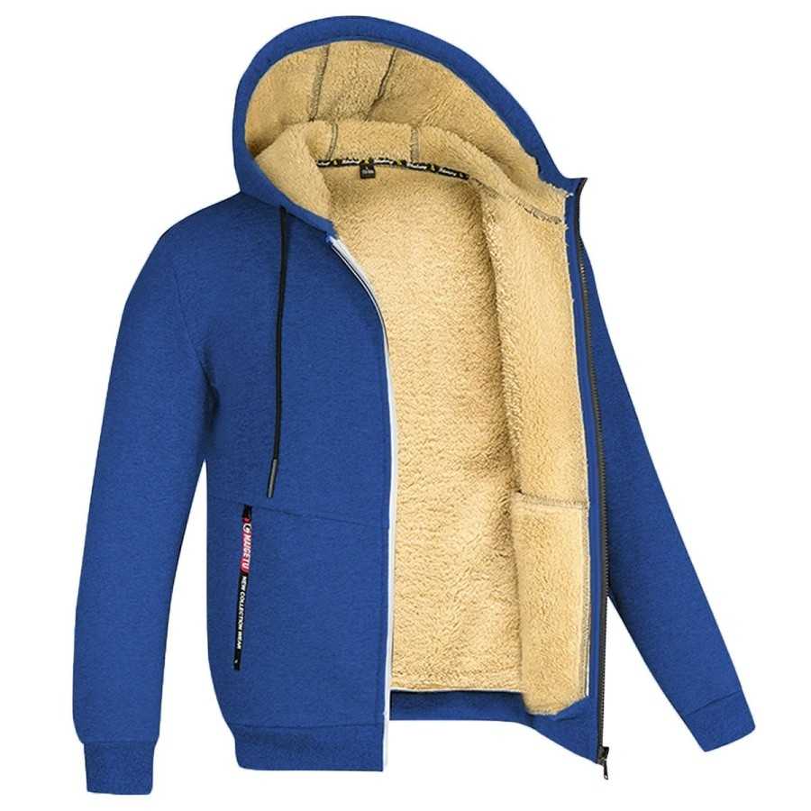 Sudadera con capucha para hombre y mujer, chaqueta de lana de cordero con cremallera y bolsillos delanteros, cárdigan forrado de