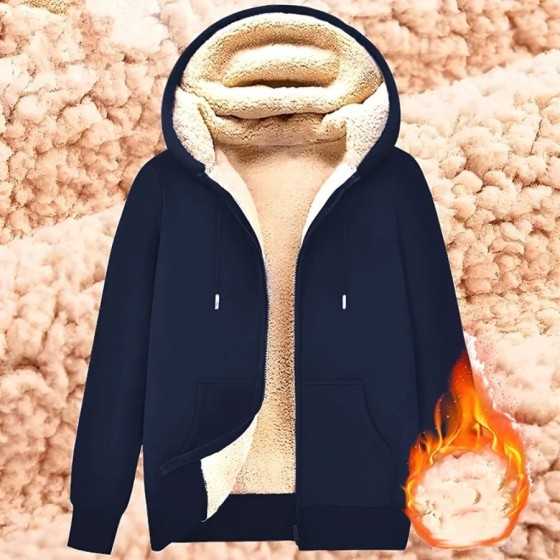 Sudadera con capucha para hombre y mujer, chaqueta de lana de cordero con cremallera y bolsillos delanteros, cárdigan forrado de