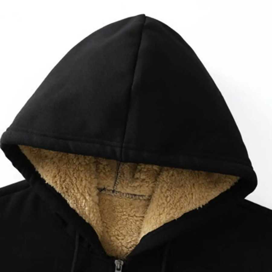 Sudadera con capucha para hombre y mujer, chaqueta de lana de cordero con cremallera y bolsillos delanteros, cárdigan forrado de
