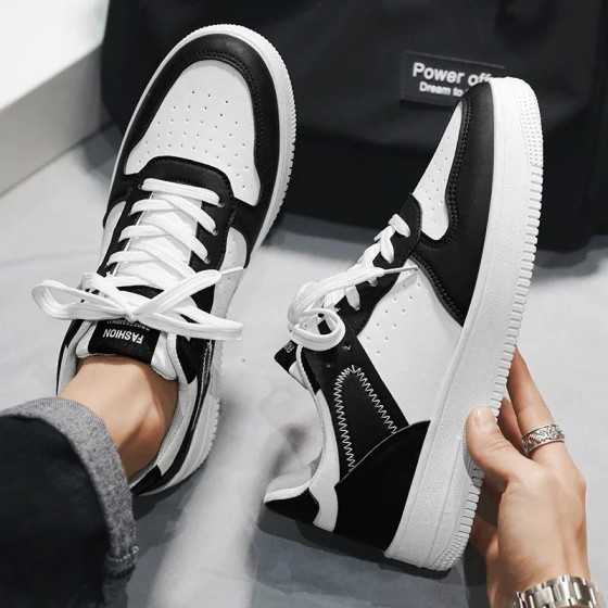 Zapatillas deportivas informales para Hombre, zapatos ligeros de cuero PU, transpirables, planos, blancos