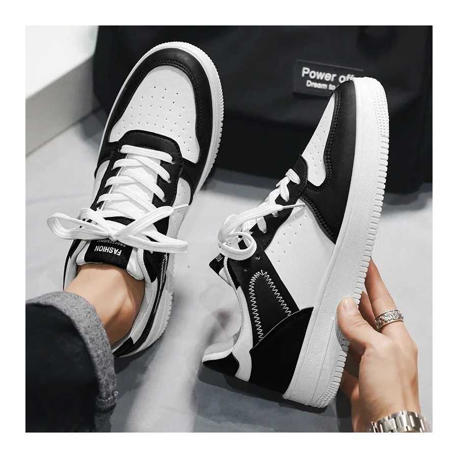 Zapatillas deportivas informales para Hombre, zapatos ligeros de cuero PU, transpirables, planos, blancos