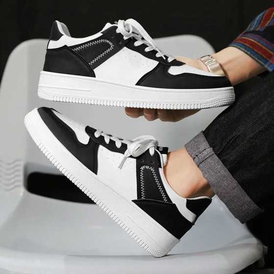 Zapatillas deportivas informales para Hombre, zapatos ligeros de cuero PU, transpirables, planos, blancos