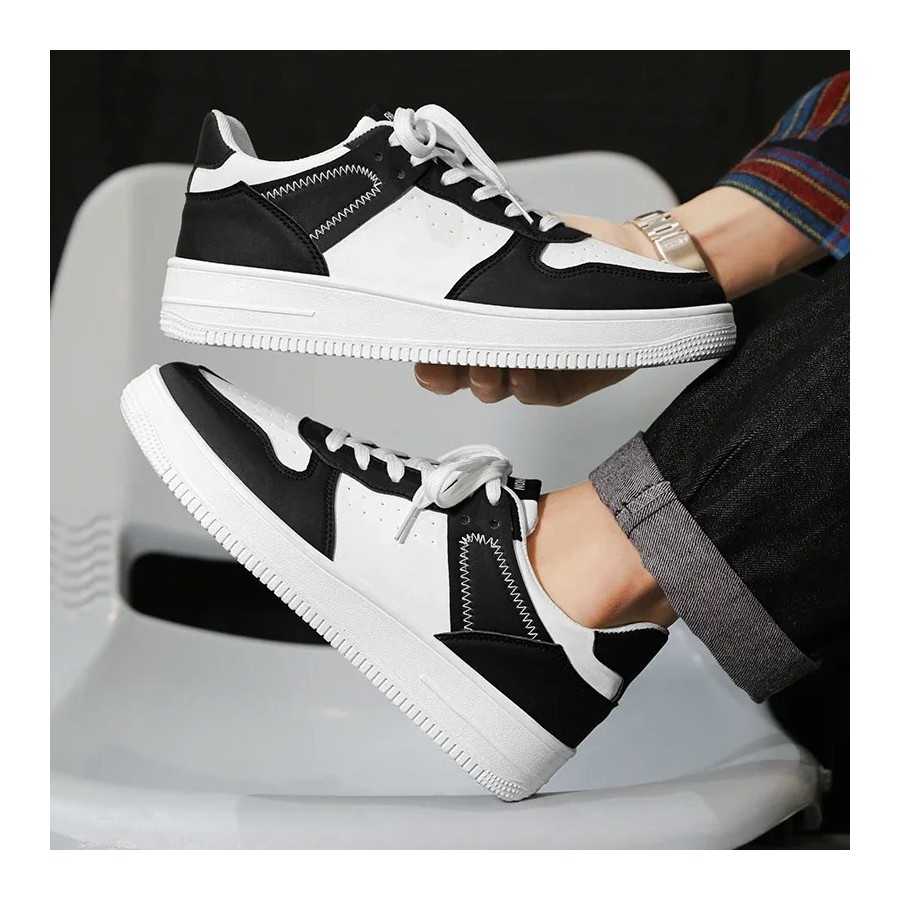 Zapatillas deportivas informales para Hombre, zapatos ligeros de cuero PU, transpirables, planos, blancos