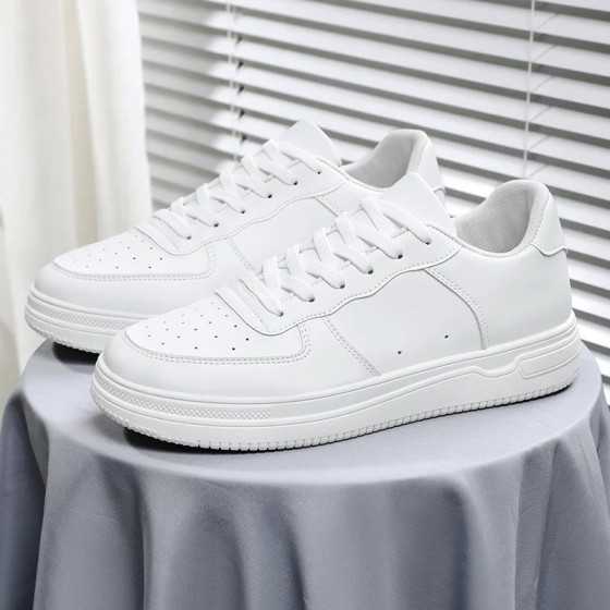 Zapatos de cuero para exteriores para hombre, zapatillas deportivas clásicas de color negro con cordones para monopatín, caminar