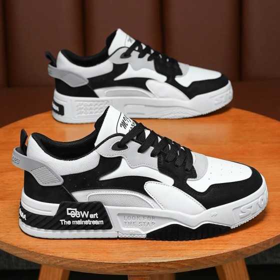 Zapatillas de deporte vulcanizadas con cordones para hombre, zapatos de plataforma cómodos, informales, color blanco, novedad de Zapatillas de deporte vulcanizadas con cordones para hombre, zapatos de plataforma cómodos, informales, color blanco, novedad de