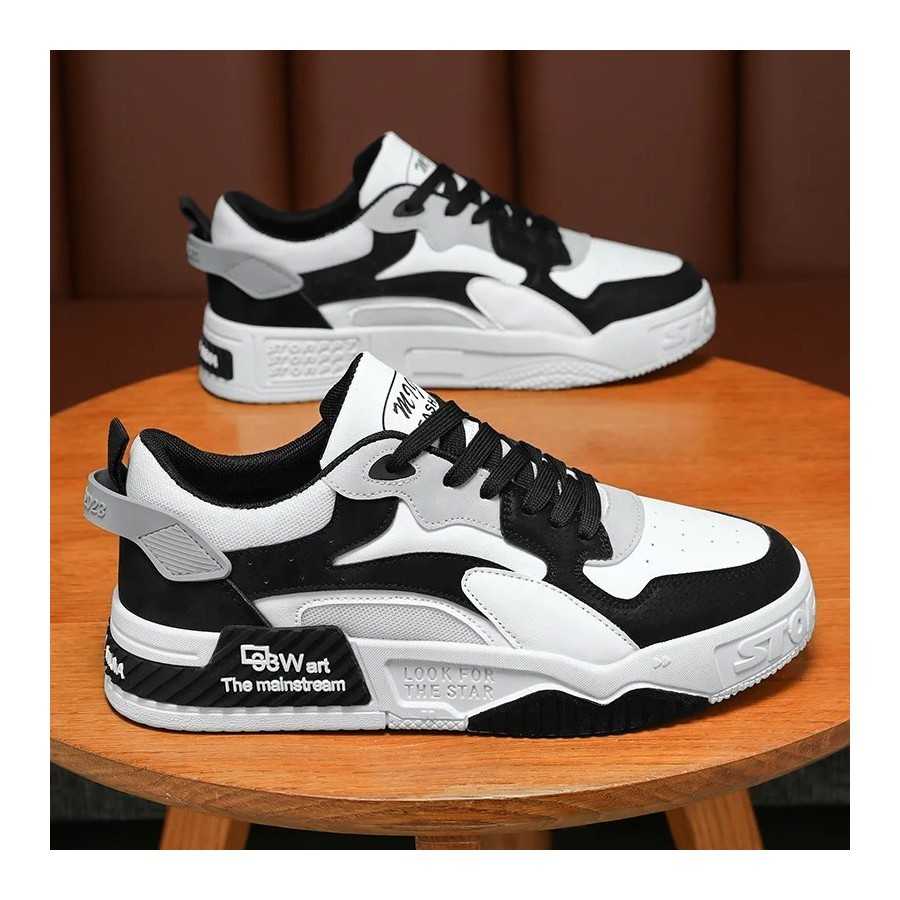 Zapatillas de deporte vulcanizadas con cordones para hombre, zapatos de plataforma cómodos, informales, color blanco, novedad de Zapatillas de deporte vulcanizadas con cordones para hombre, zapatos de plataforma cómodos, informales, color blanco, novedad de