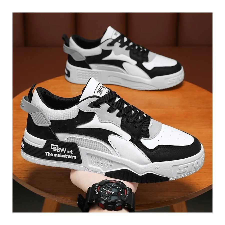 Zapatillas de deporte vulcanizadas con cordones para hombre, zapatos de plataforma cómodos, informales, color blanco, novedad de